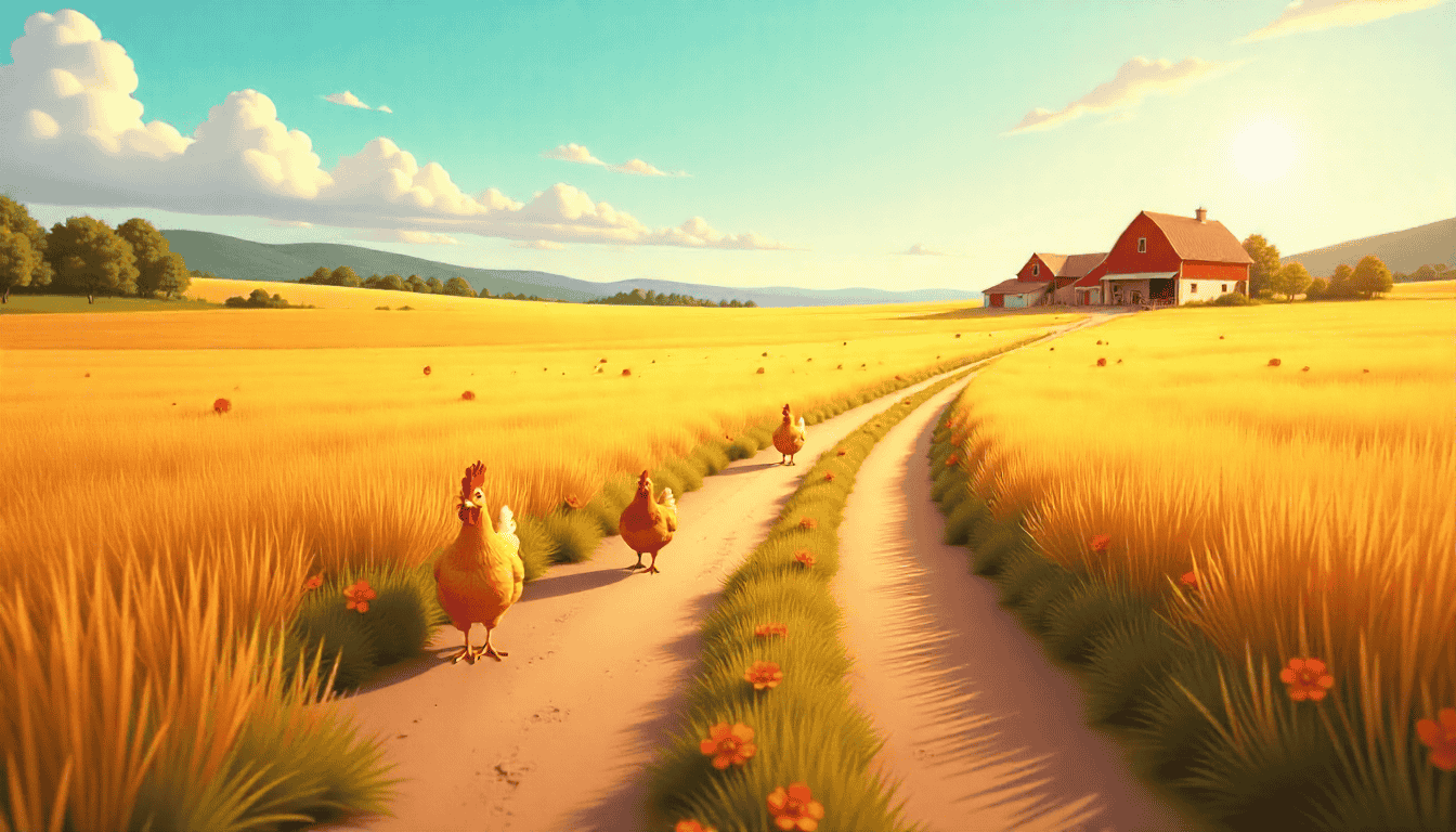 A vibrant Indian farm scene with healthy chickens